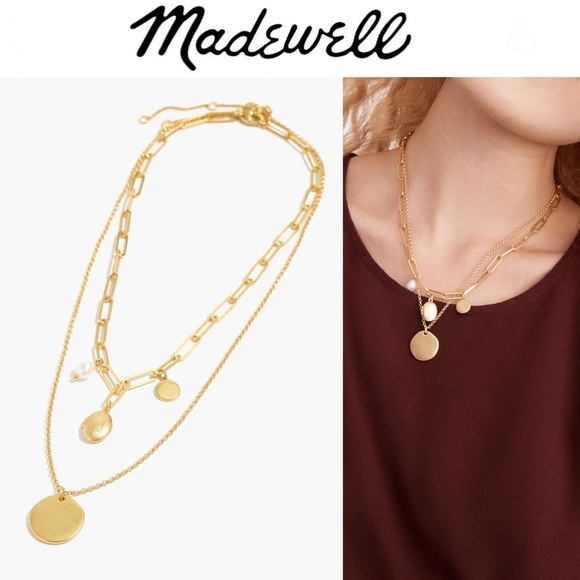 Madewell Locket Charm Necklace Set in Gold - Picture 1 of 3